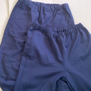 2 Pair Bundle Navy Scrub Pants Stretch Pull-On Large Pocket Utility Large